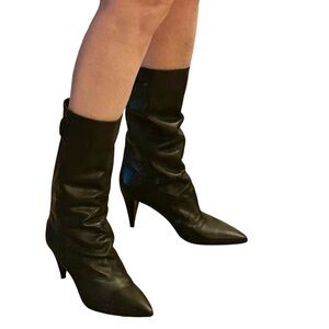 Vince Camuto Sleek Black Leather Heeled Boots